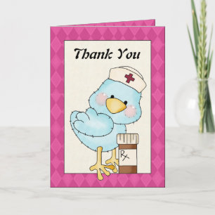 Cartoon Nurse Bird Thank You greeting card