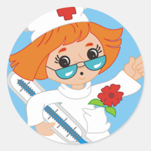 Cartoon Nurse Classic Round Sticker