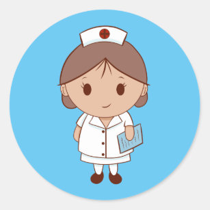 Cartoon Nurse Classic Round Sticker