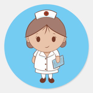 Cartoon Nurse Classic Round Sticker