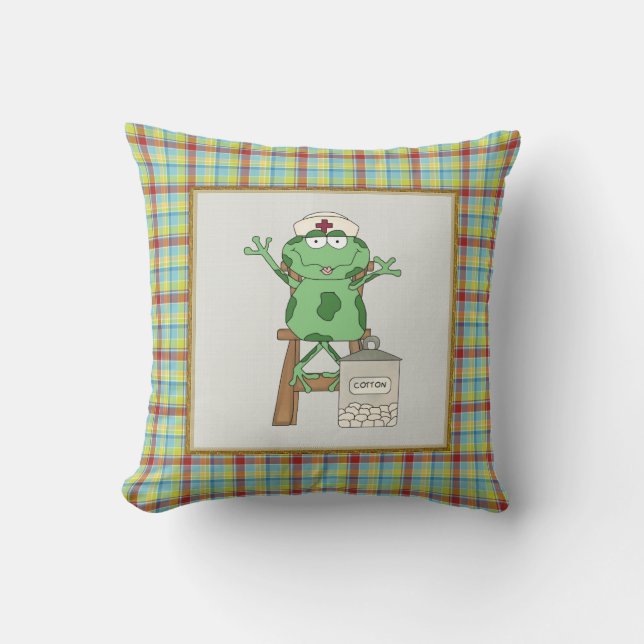 Cartoon Nurse Frog fun throw Pillow (Front)