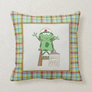 Cartoon Nurse Frog fun throw Pillow