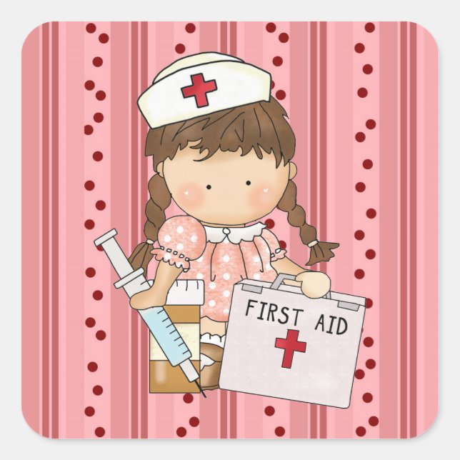 Cartoon Nurse Fun Girl Sticker (Front)