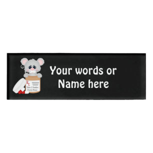 Cartoon nurse mouse add words name tag