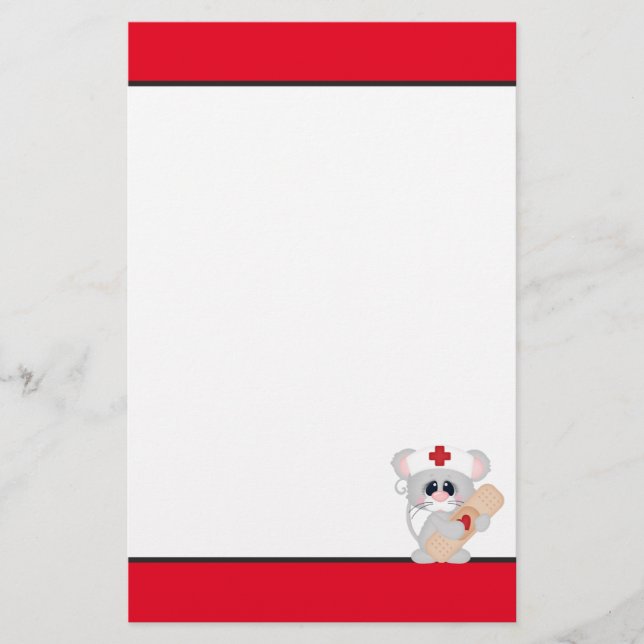 Cartoon Nurse Mouse fun stationary Stationery (Front)