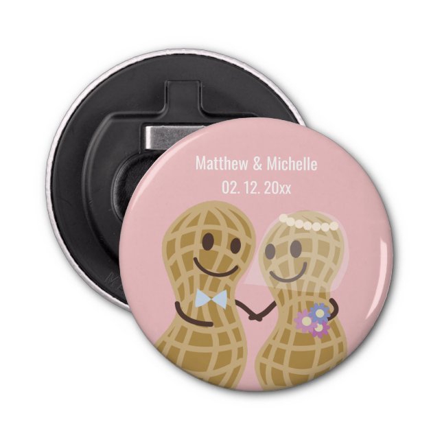 Cartoon Nuts About Each Other Cute Wedding Favour Bottle Opener (Front)