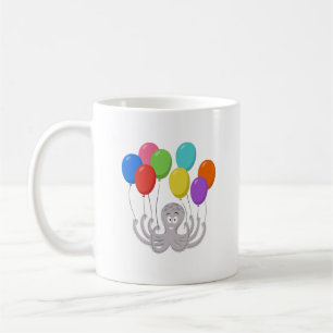 Cartoon Octopus Colourful Balloons Kids Coffee Mug