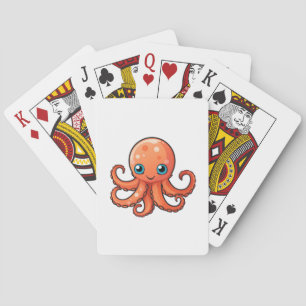 Cartoon octopus illustration playing cards