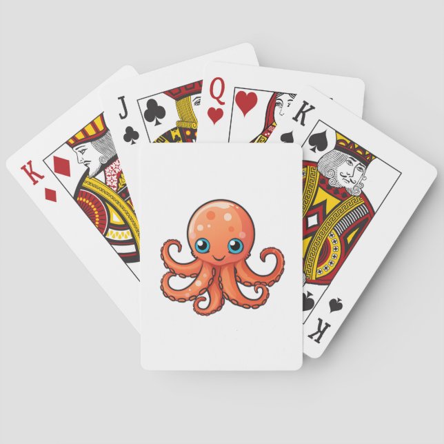 Cartoon octopus illustration playing cards (Back)