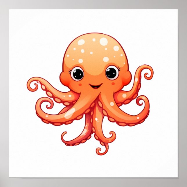 Cartoon octopus illustration poster (Front)