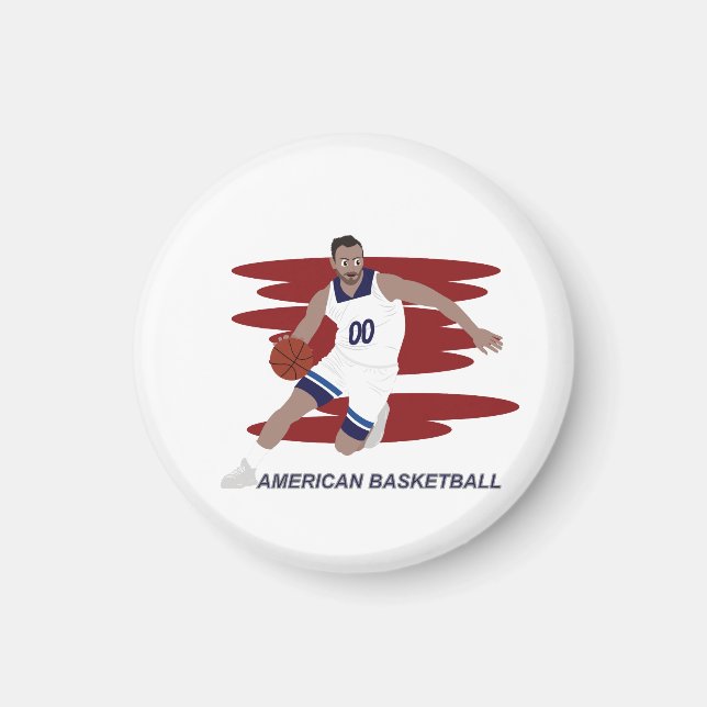 Cartoon of a basketball player magnet (Front)