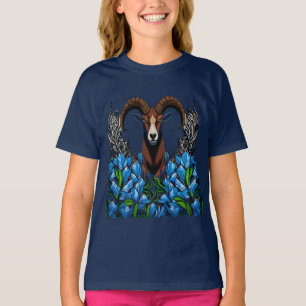 Cartoon Of A Bighorn Sheep With Colorado Blue T-Shirt