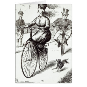 Cartoon of a Lady on a Velocipede, 1869