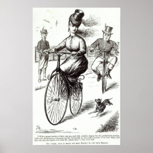 Cartoon of a Lady on a Velocipede, 1869 Poster