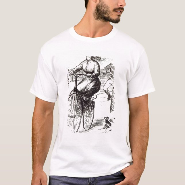 Cartoon of a Lady on a Velocipede, 1869 T-Shirt (Front)