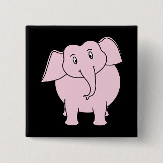 Cartoon of a Pink Elephant 15 Cm Square Badge