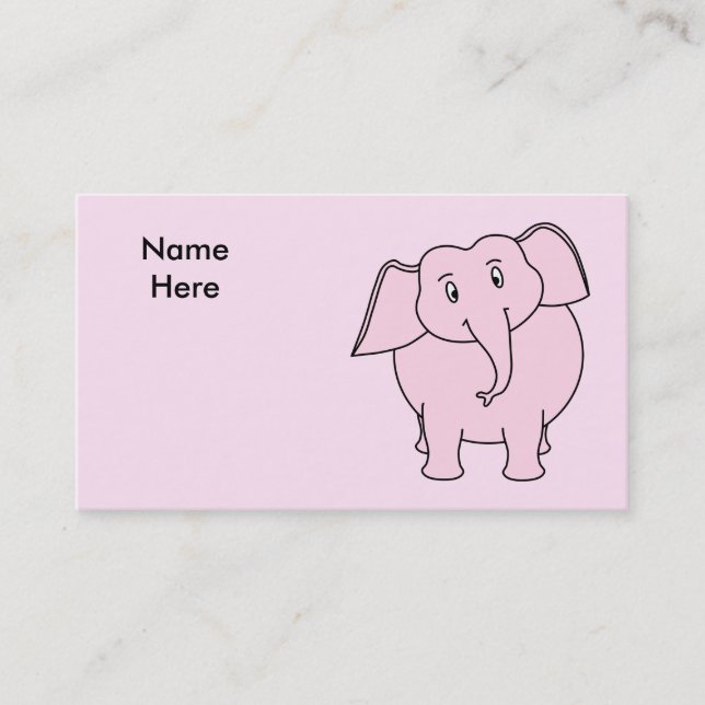 Cartoon of a Pink Elephant Business Card (Front)