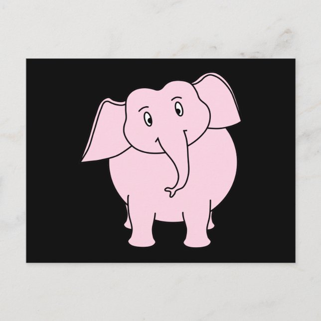 Cartoon of a Pink Elephant Postcard (Front)