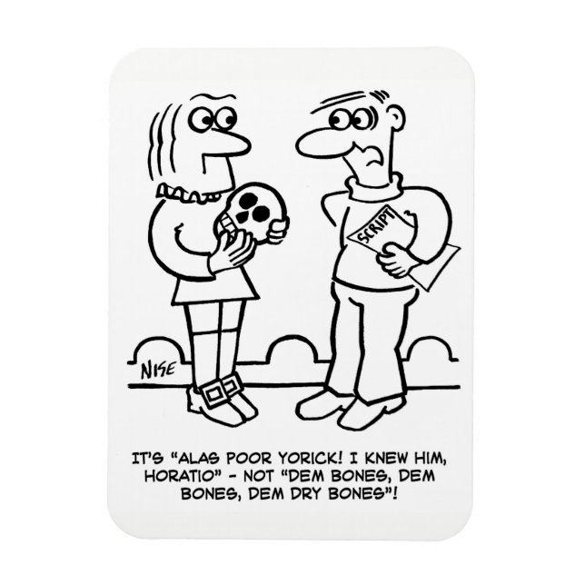 Cartoon of Actor Playing Hamlet with Producer Magnet (Vertical)