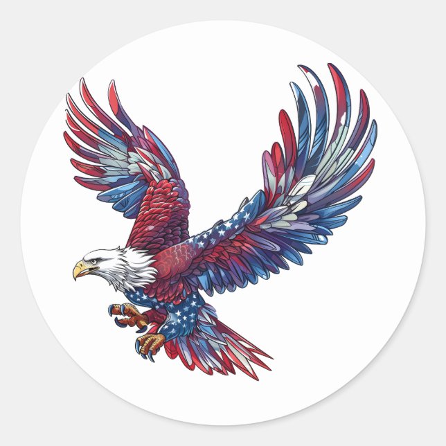 Cartoon of an eagle, 4th of July concept Classic Round Sticker (Front)