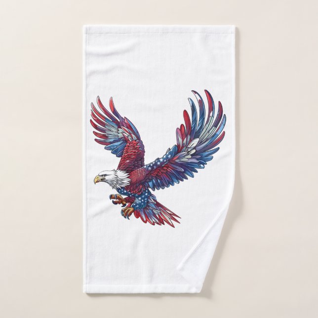 Cartoon of an eagle, 4th of July concept Hand Towel (Hand Towel)