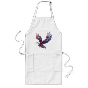Cartoon of an eagle, 4th of July concept Long Apron