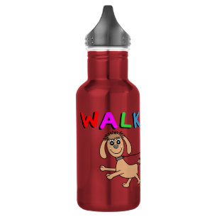 Cartoon of Man Walking Dog on Skate Board 532 Ml Water Bottle