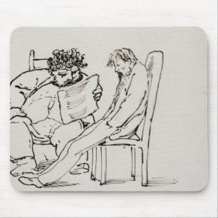 Cartoon of William Morris (1834-96) reading poetry Mouse Mat