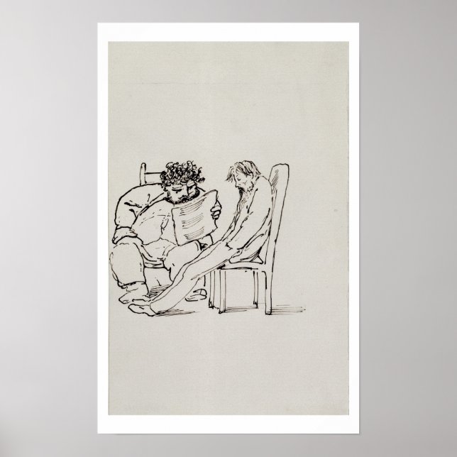 Cartoon of William Morris (1834-96) reading poetry Poster (Front)