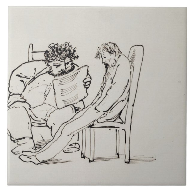 Cartoon of William Morris (1834-96) reading poetry Tile (Front)