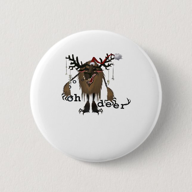 Cartoon Oh Deer Funny Reindeer Holiday Gamer Gift  6 Cm Round Badge (Front)