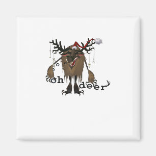Cartoon Oh Deer Funny Reindeer Holiday Gamer Gift Magnet