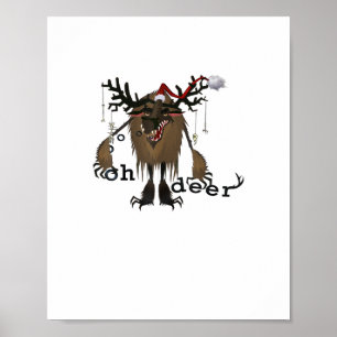 Cartoon Oh Deer Funny Reindeer Holiday Gamer Gift  Poster