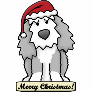 Cartoon Old English Sheepdog Christmas Ornament Photo Sculpture Decoration