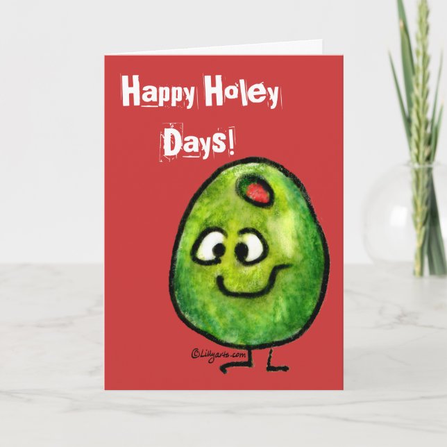 Cartoon Olive Holiday Greeting Card (Front)