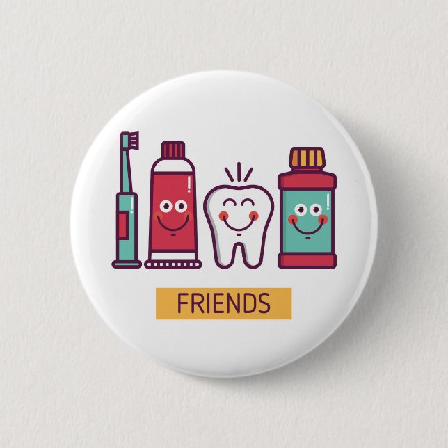 Cartoon Oral Care Friends 6 Cm Round Badge (Front)