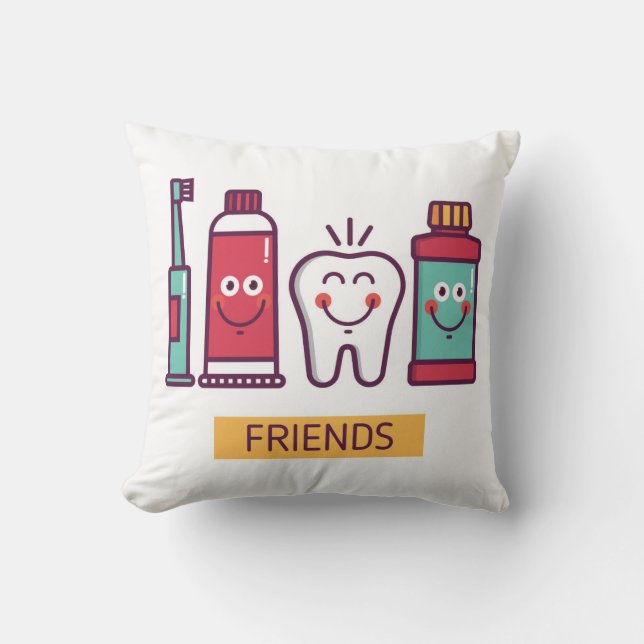 Cartoon Oral Care Friends Cushion (Front)
