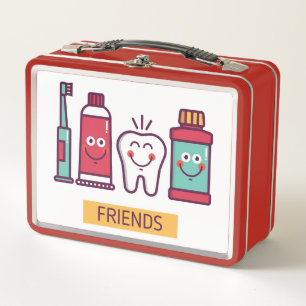 Cartoon Oral Care Friends Metal Lunch Box