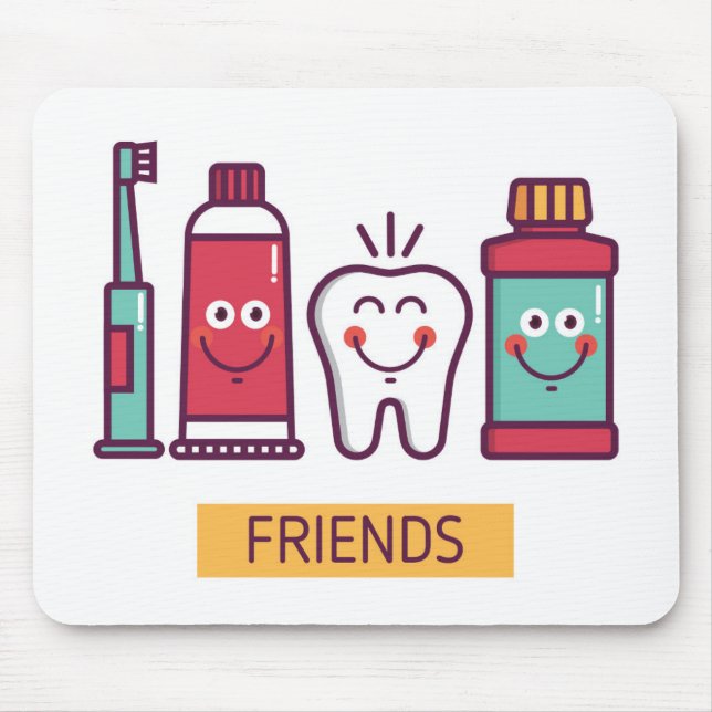 Cartoon Oral Care Friends Mouse Mat (Front)