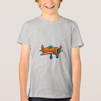Cartoon Orange Aeroplane Illustration Tri-Blend Shirt
