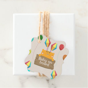 Cartoon Orange Cat Baby Shower Favour Tags