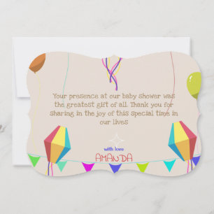 Cartoon Orange Cat Baby Shower Thank You Card