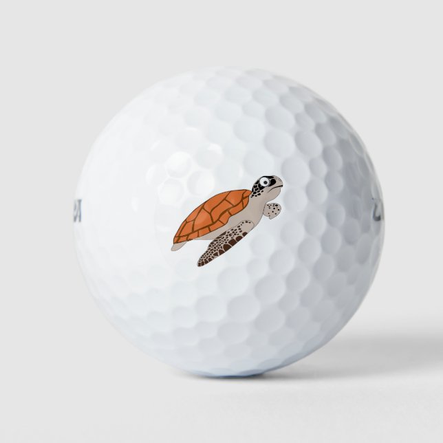 cartoon orange sea turtle golf balls (Front)