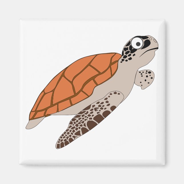cartoon orange sea turtle magnet (Front)