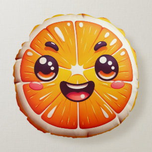 Cartoon Orange Slice Round Pillow – Whimsical