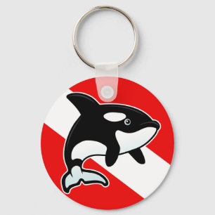 Cartoon Orca Dive Flag Key Ring