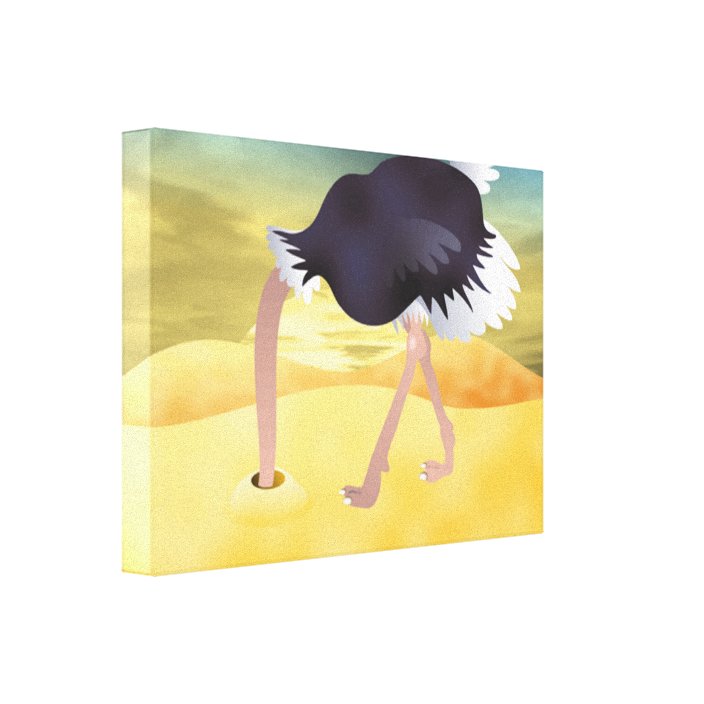 Cartoon Ostrich With Head In Sand Canvas Print | Zazzle.co.uk