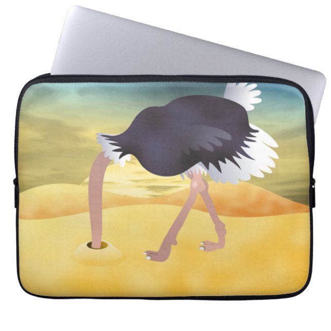 Cartoon Ostrich With Head In Sand Laptop Sleeve (Front)