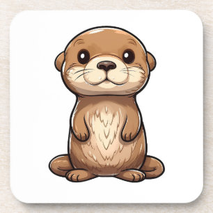 Cartoon otter illustration coaster