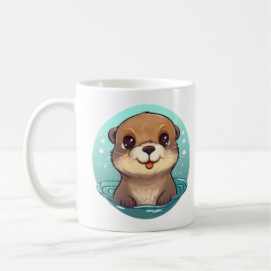 Cartoon otter illustration coffee mug